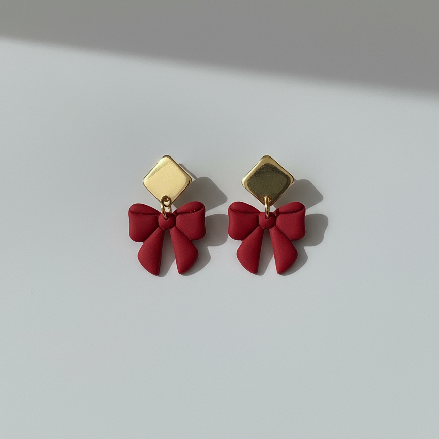 Red Bow Earrings Commercial Background