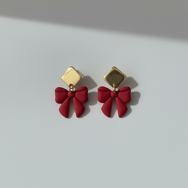 Red Bow Earrings Commercial Background