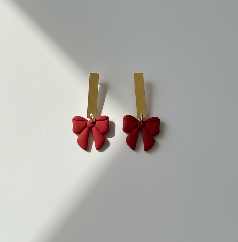 Red Bow Earrings Commercial Background